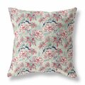 Palacedesigns 16 in. Roses Indoor & Outdoor Throw Pillow Light Green & Red PA3106432